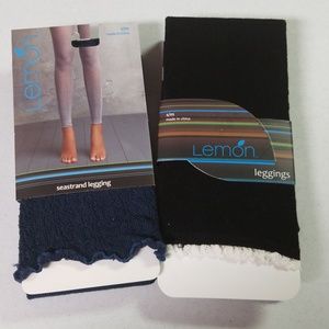 Lemon strand leggings blue black white lace mult:5